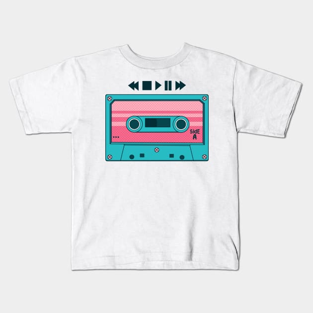 Retro Mixtape (blue version) Kids T-Shirt by AnGo